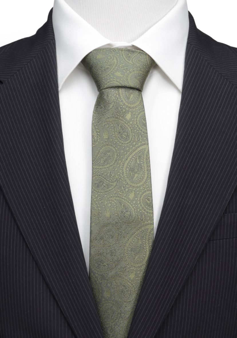 Mens Yoda Paisley Sage Green Silk Tie