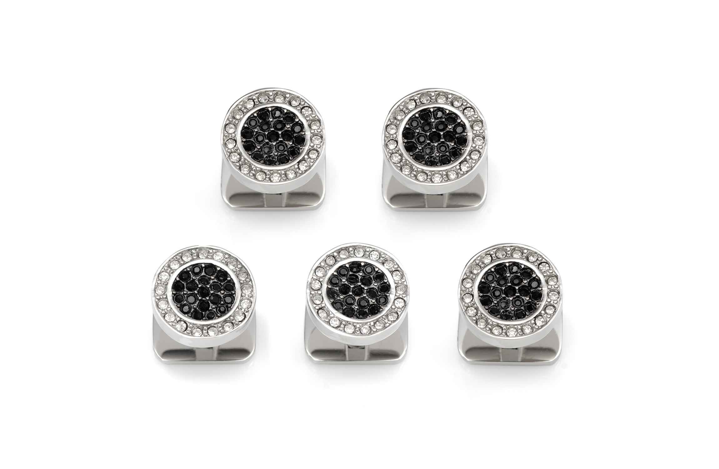 VDP White & Black Pave Crystals Studs