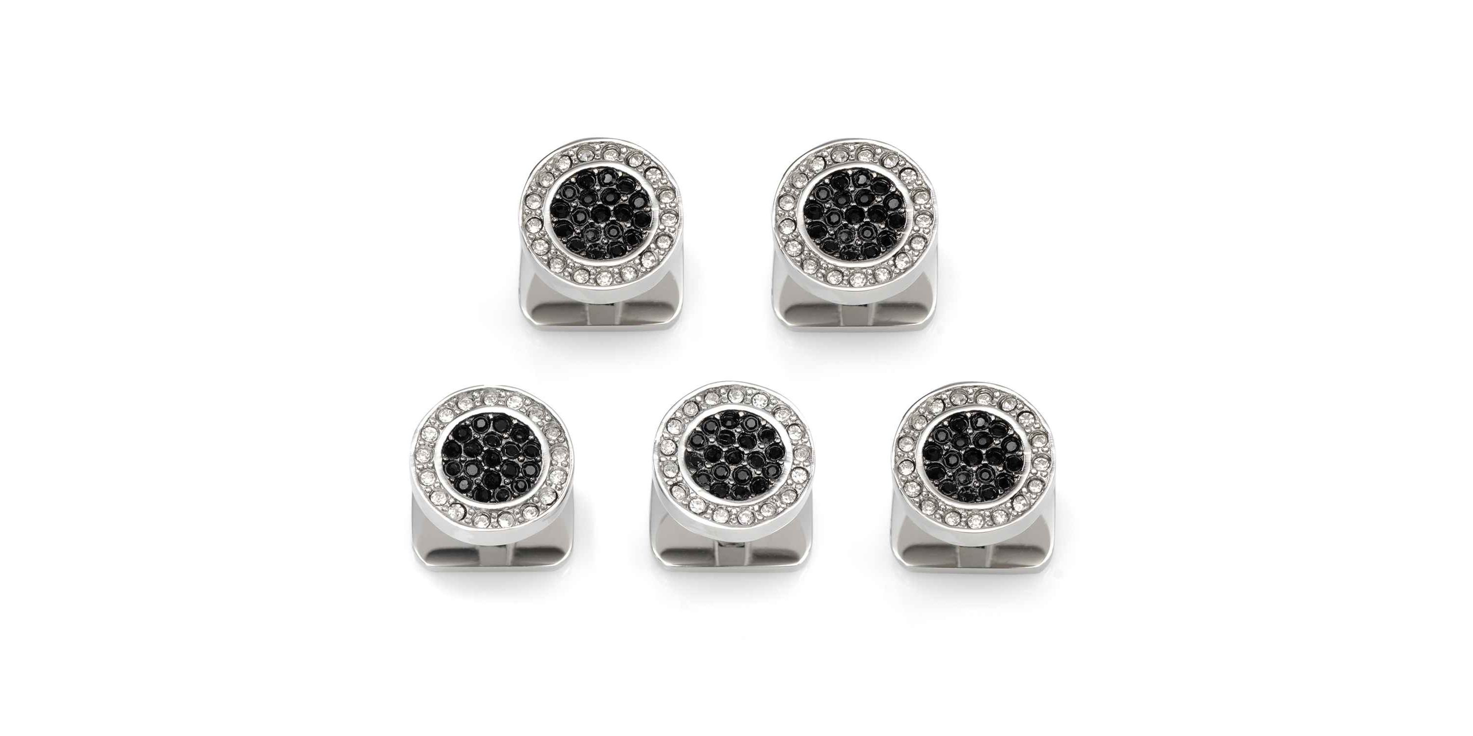 VDP White & Black Pave Crystals Studs