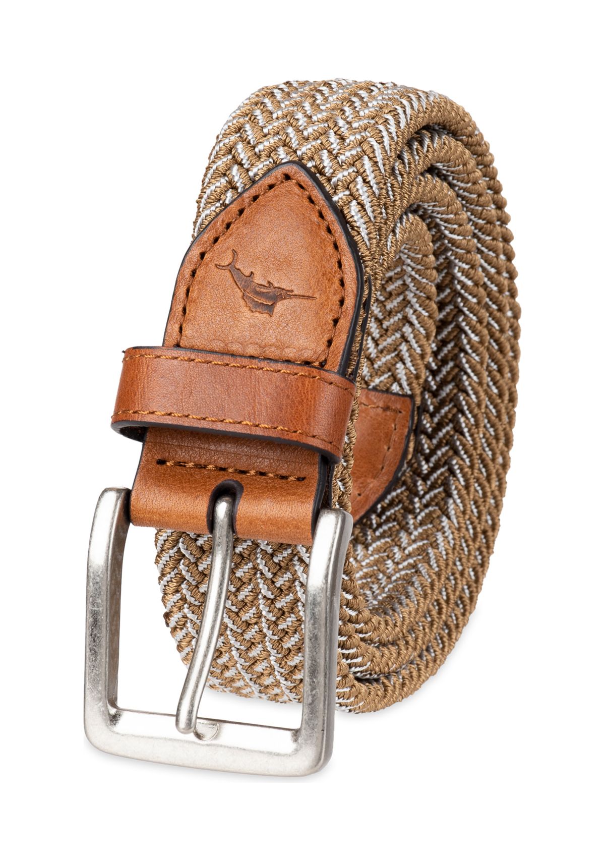 Two Tone Fabric Braided Stretch Web Casual Belt