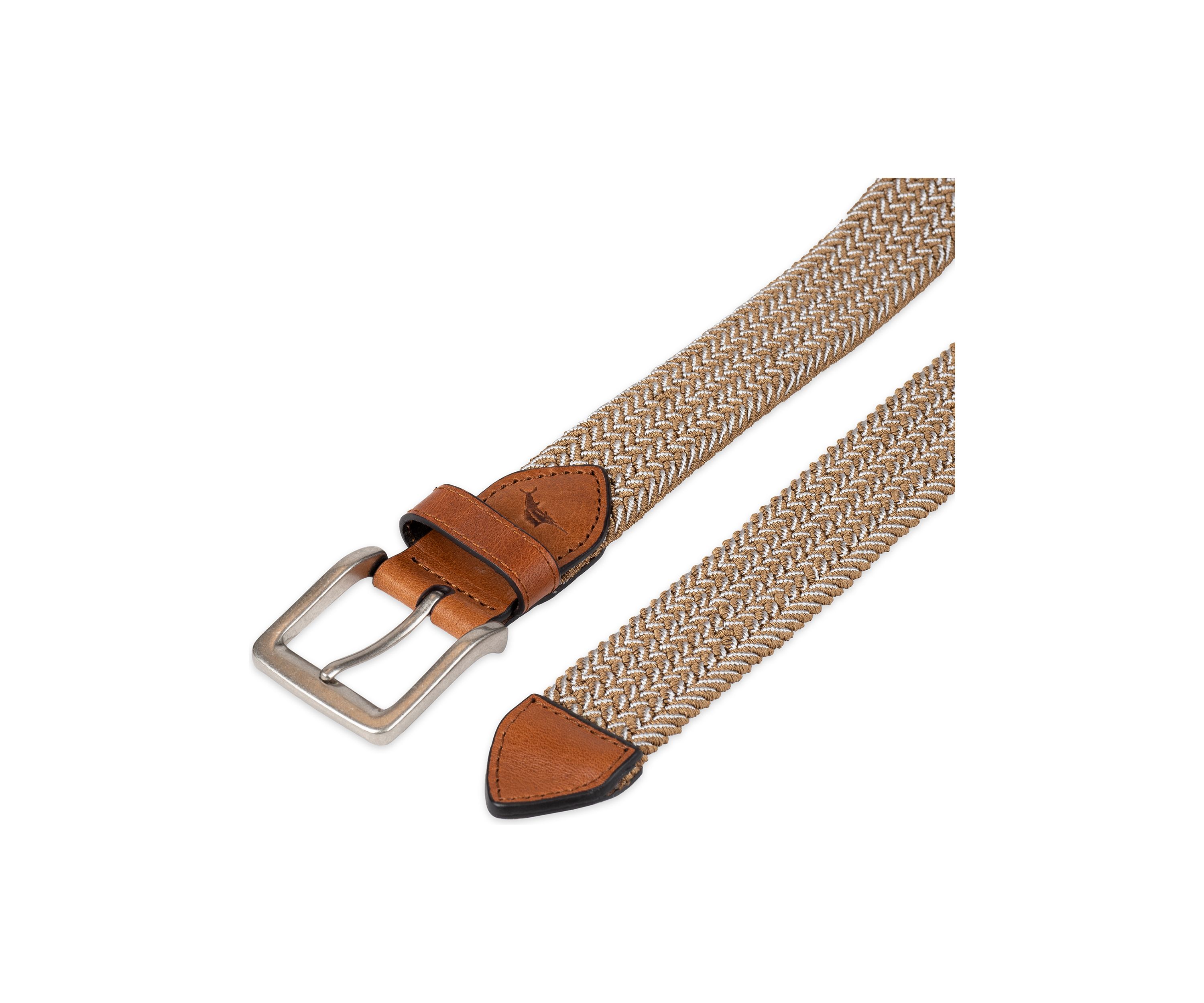 Two Tone Fabric Braided Stretch Web Casual Belt