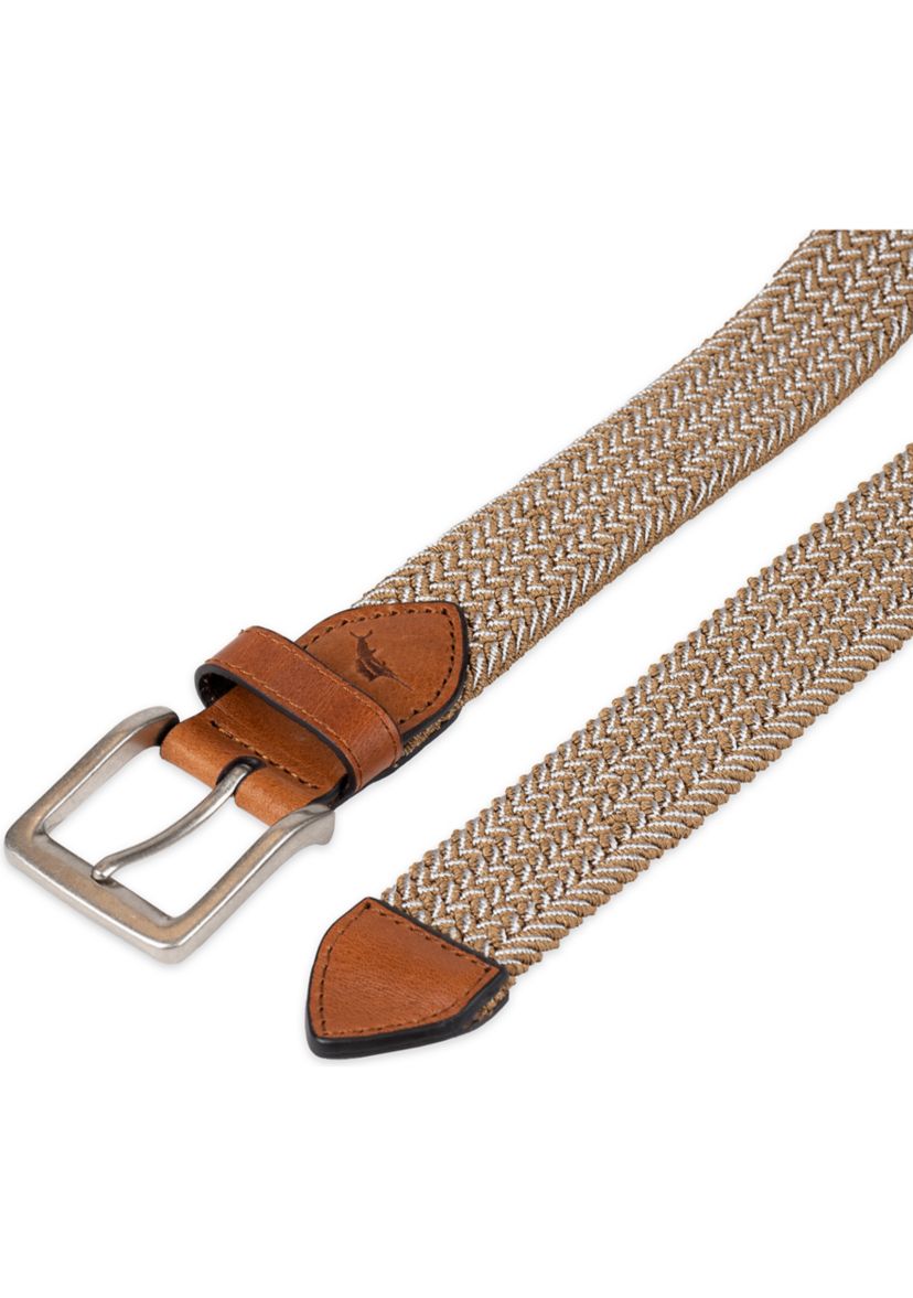 Two Tone Fabric Braided Stretch Web Casual Belt