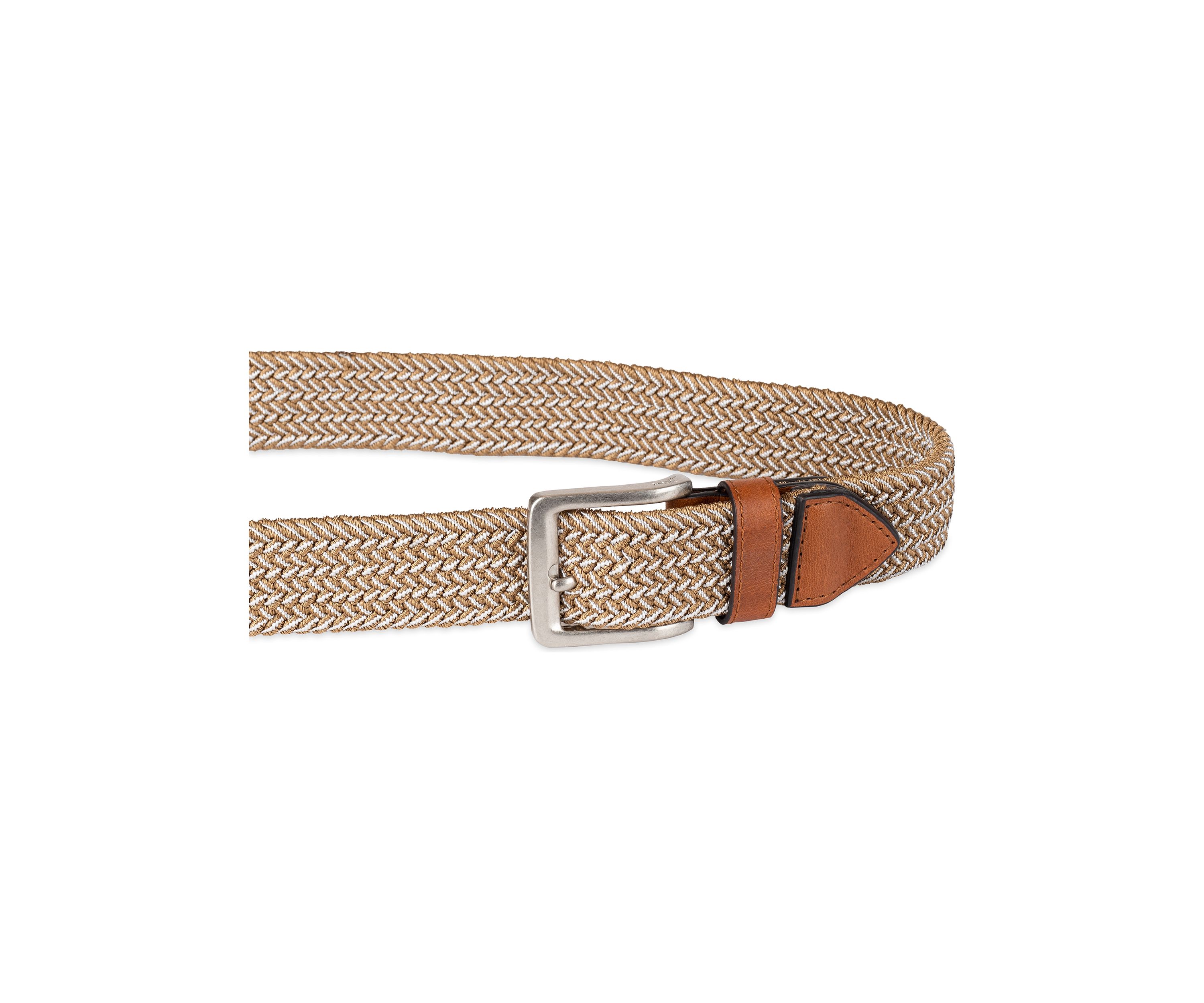 Two Tone Fabric Braided Stretch Web Casual Belt