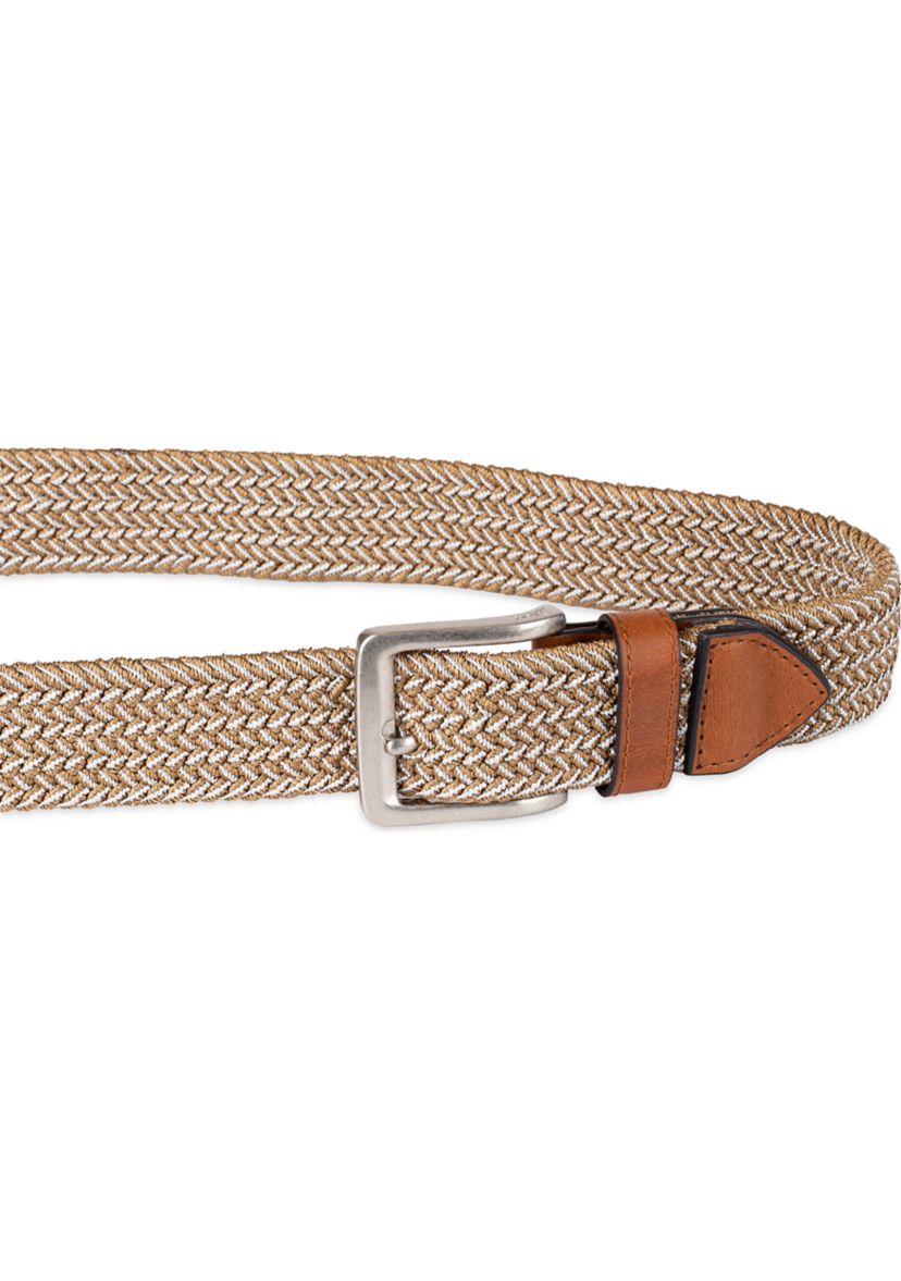 Two Tone Fabric Braided Stretch Web Casual Belt