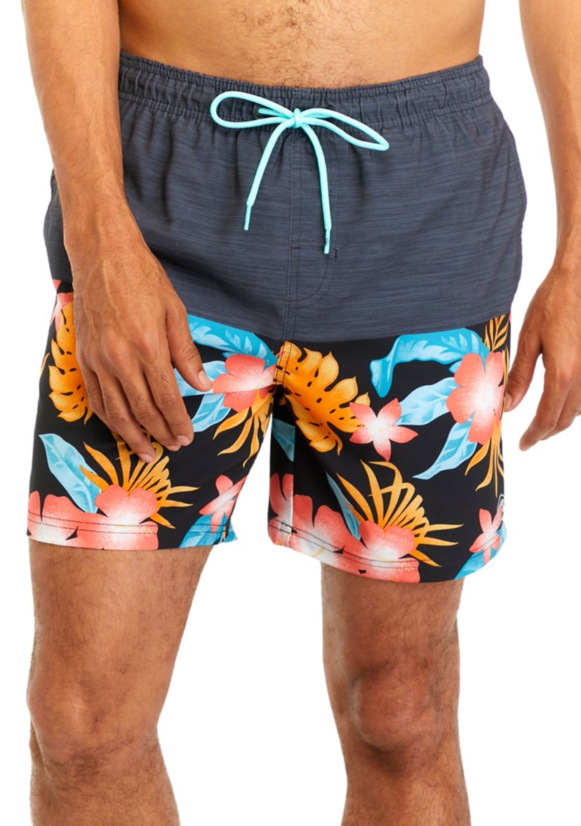 Blocked Printed Volley Swim Trunks