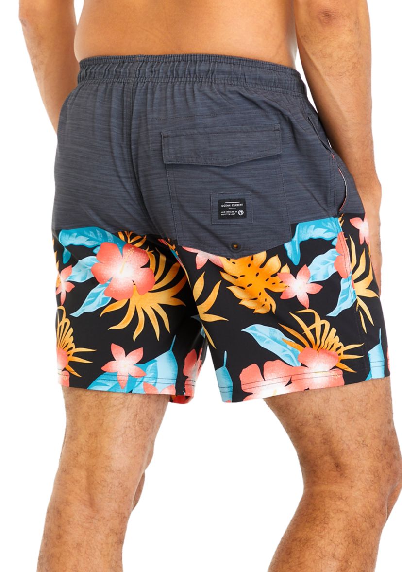 Blocked Printed Volley Swim Trunks