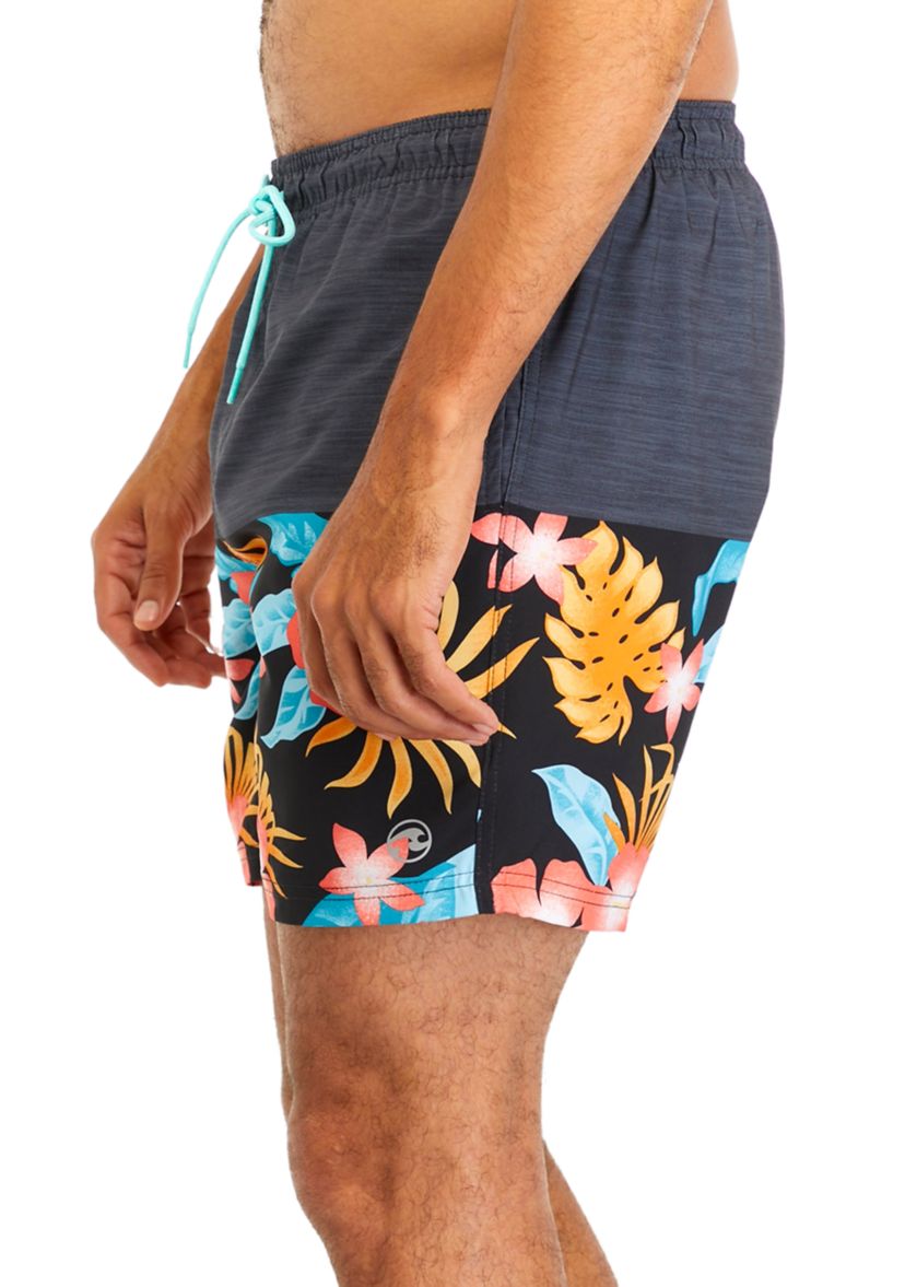 Blocked Printed Volley Swim Trunks