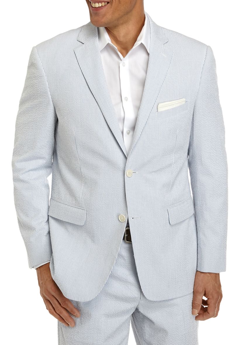 Blue White Seersucker Suit Separate Coat 