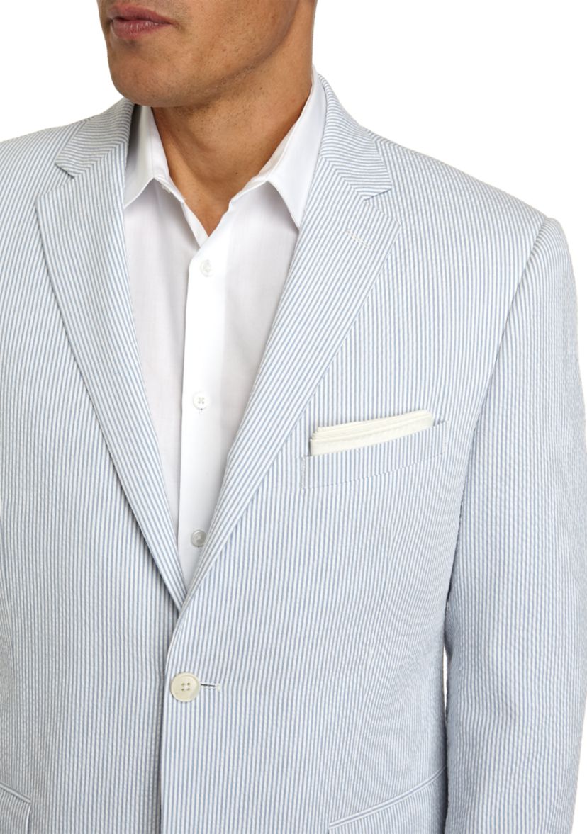 Blue White Seersucker Suit Separate Coat 