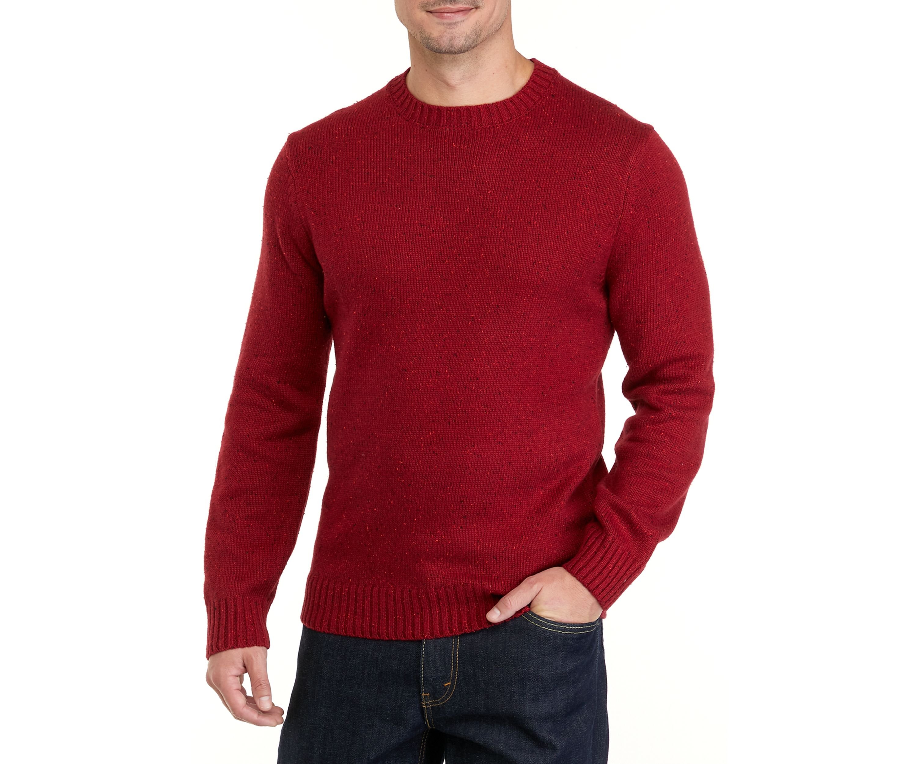 Mens Solid Donegal Crew Neck Sweater