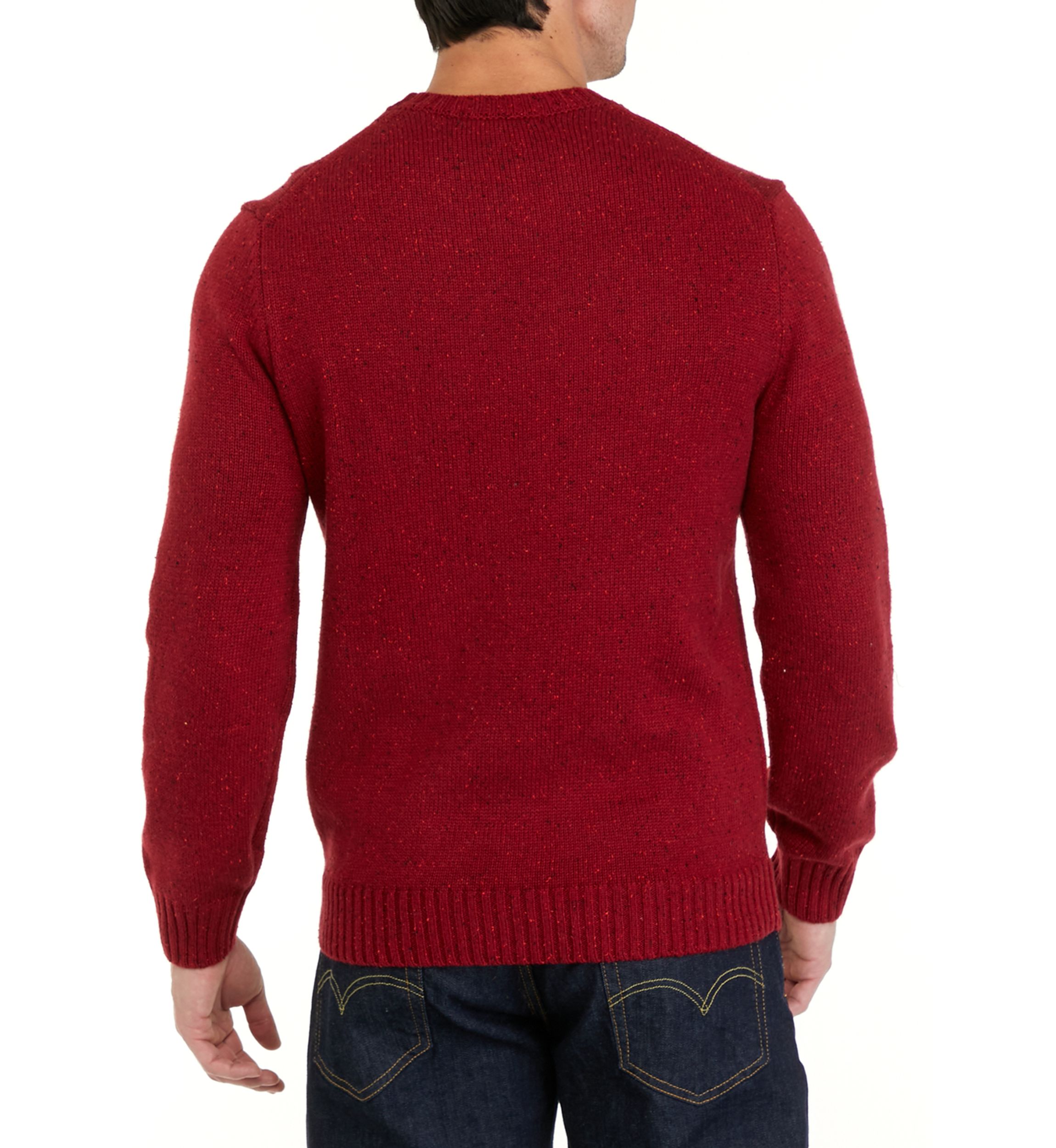 Mens Solid Donegal Crew Neck Sweater