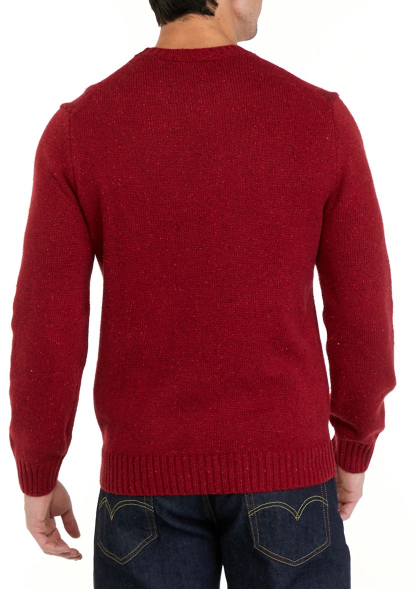 Mens Solid Donegal Crew Neck Sweater