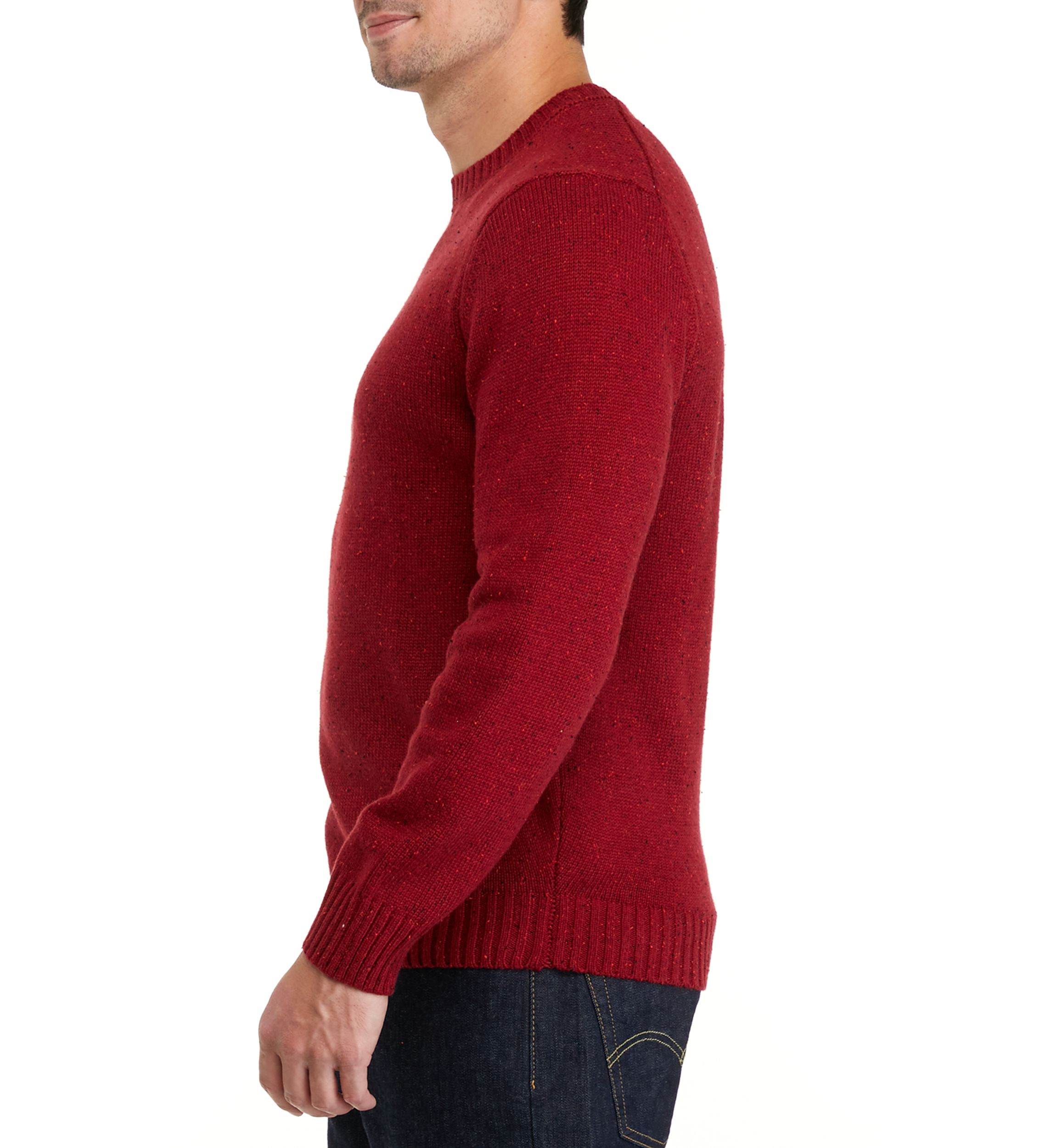 Mens Solid Donegal Crew Neck Sweater