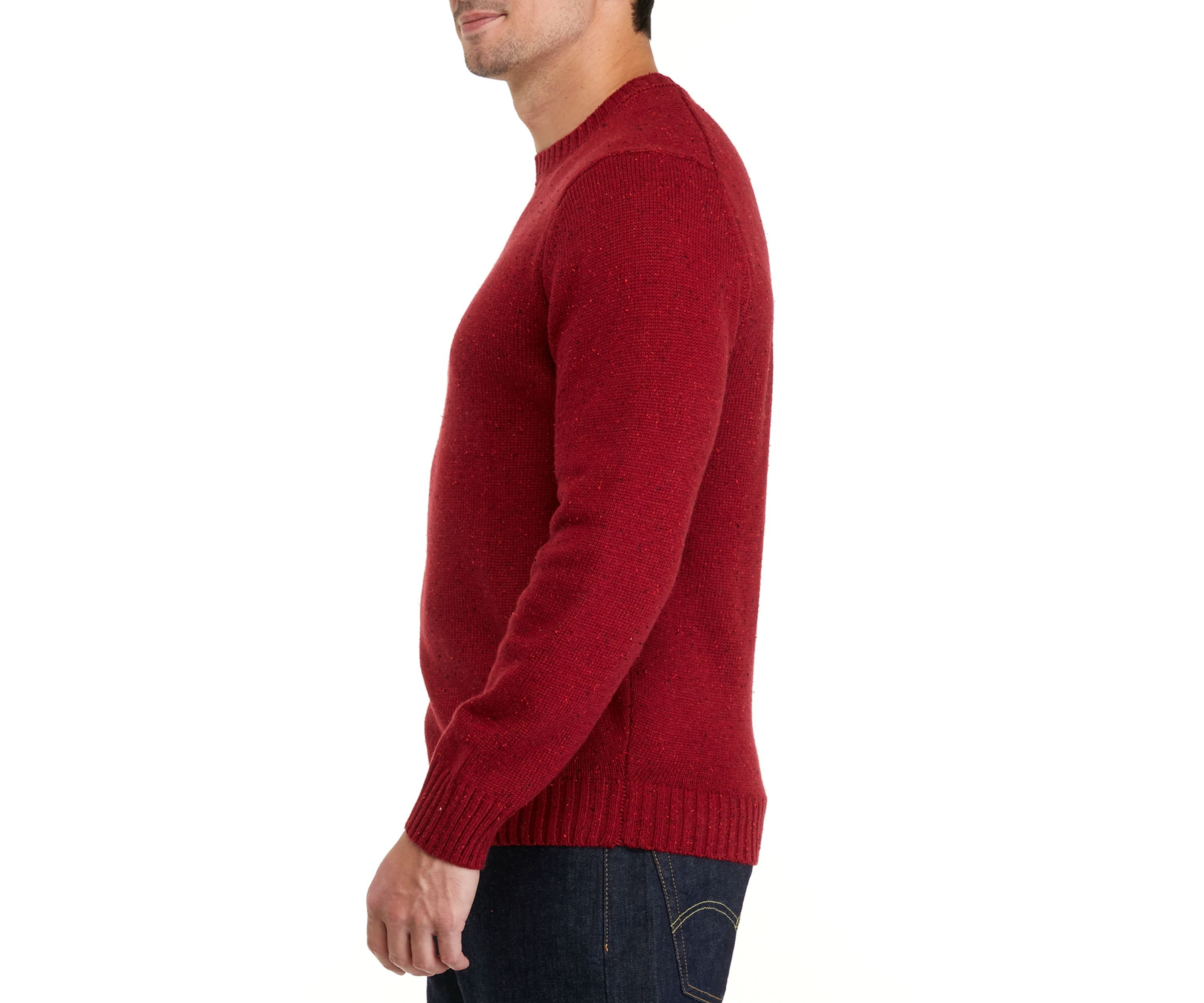 Mens Solid Donegal Crew Neck Sweater