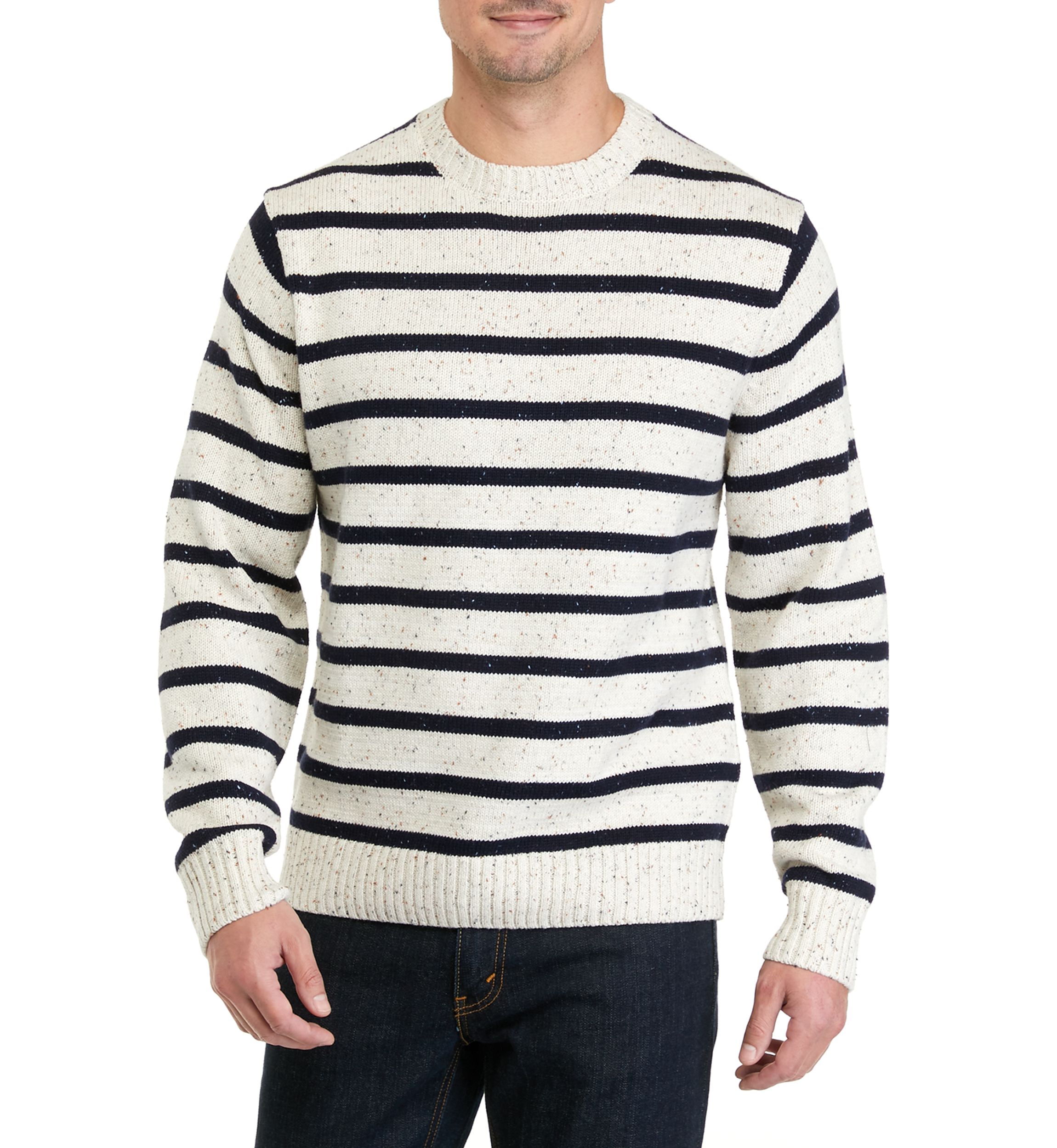 Mens Donegal Stripe Crew Neck Sweater