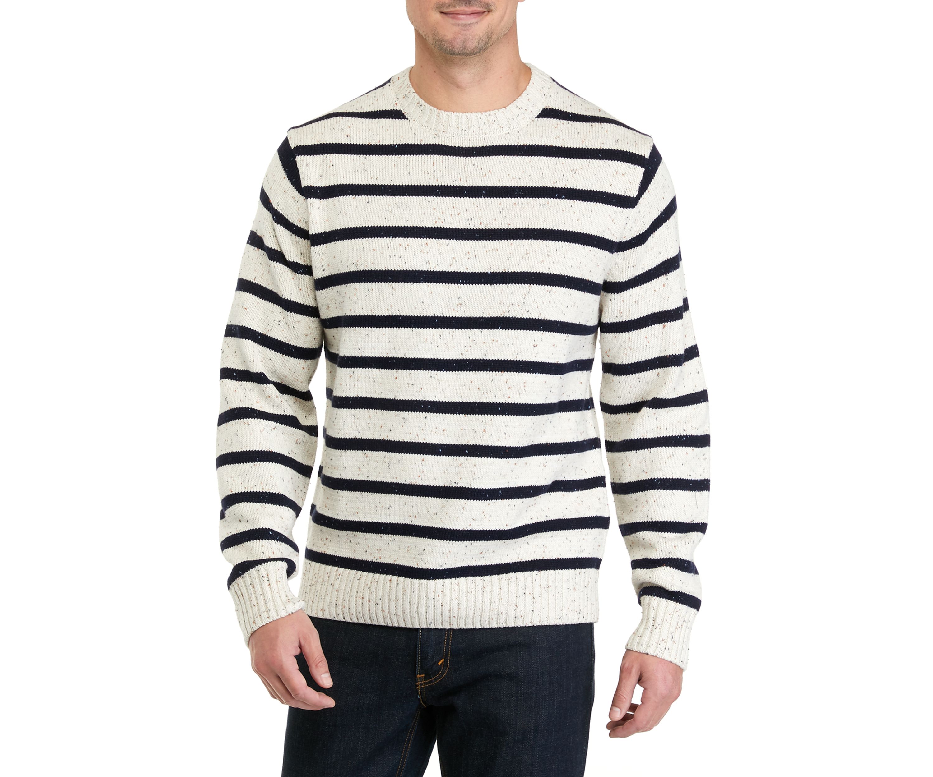 Mens Donegal Stripe Crew Neck Sweater
