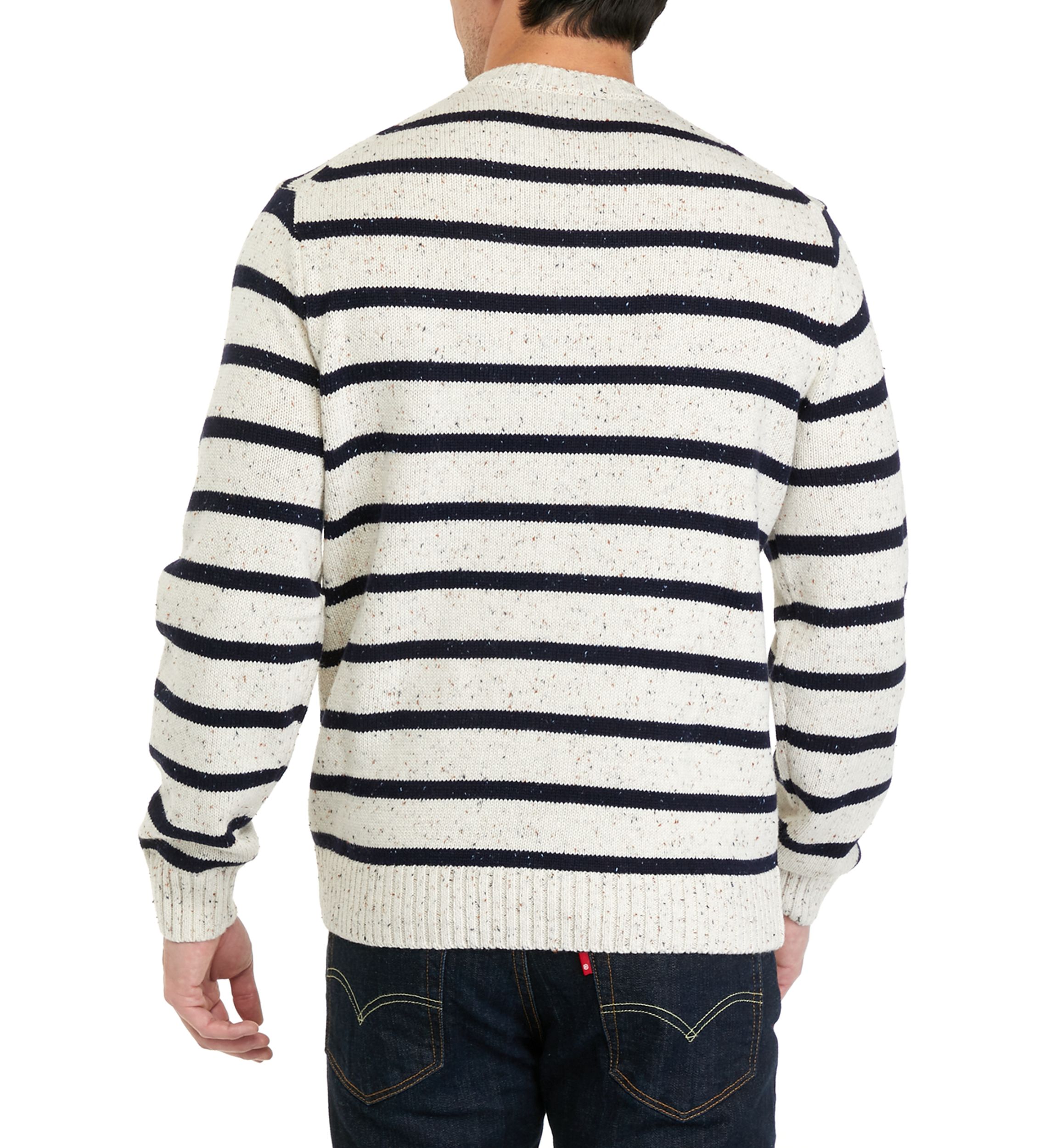 Mens Donegal Stripe Crew Neck Sweater