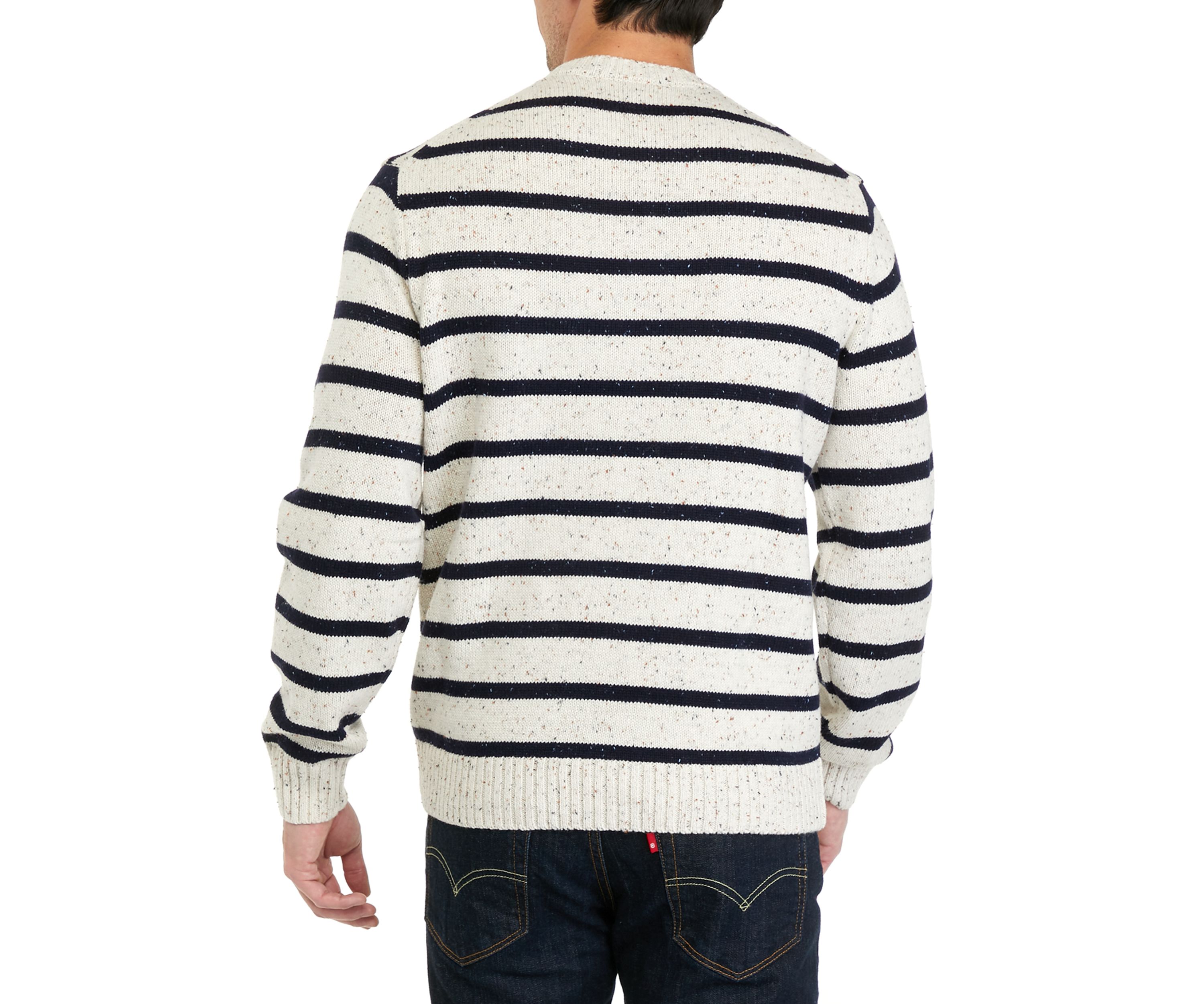 Mens Donegal Stripe Crew Neck Sweater