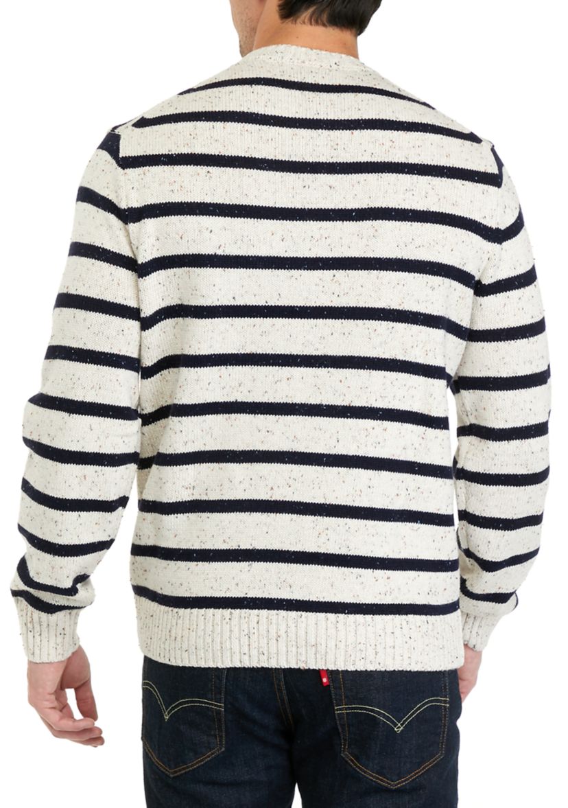 Mens Donegal Stripe Crew Neck Sweater