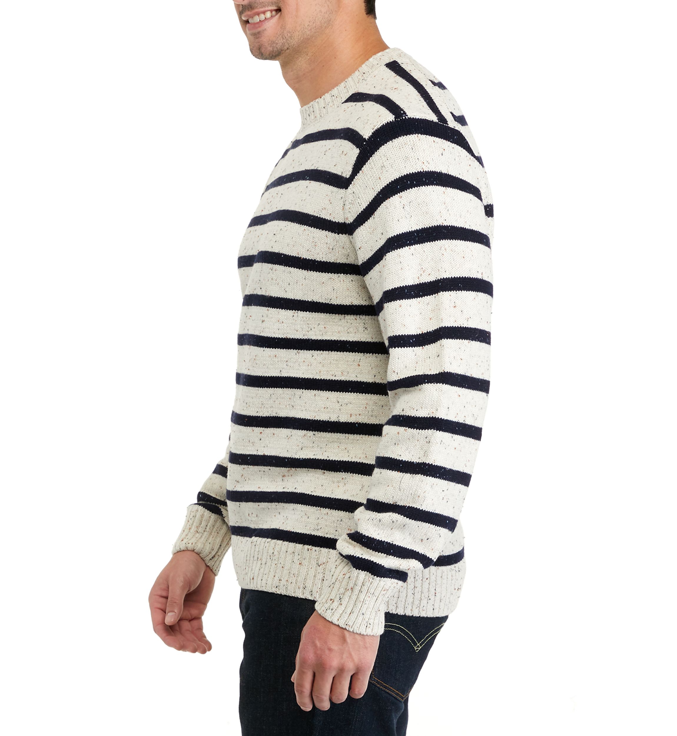 Mens Donegal Stripe Crew Neck Sweater