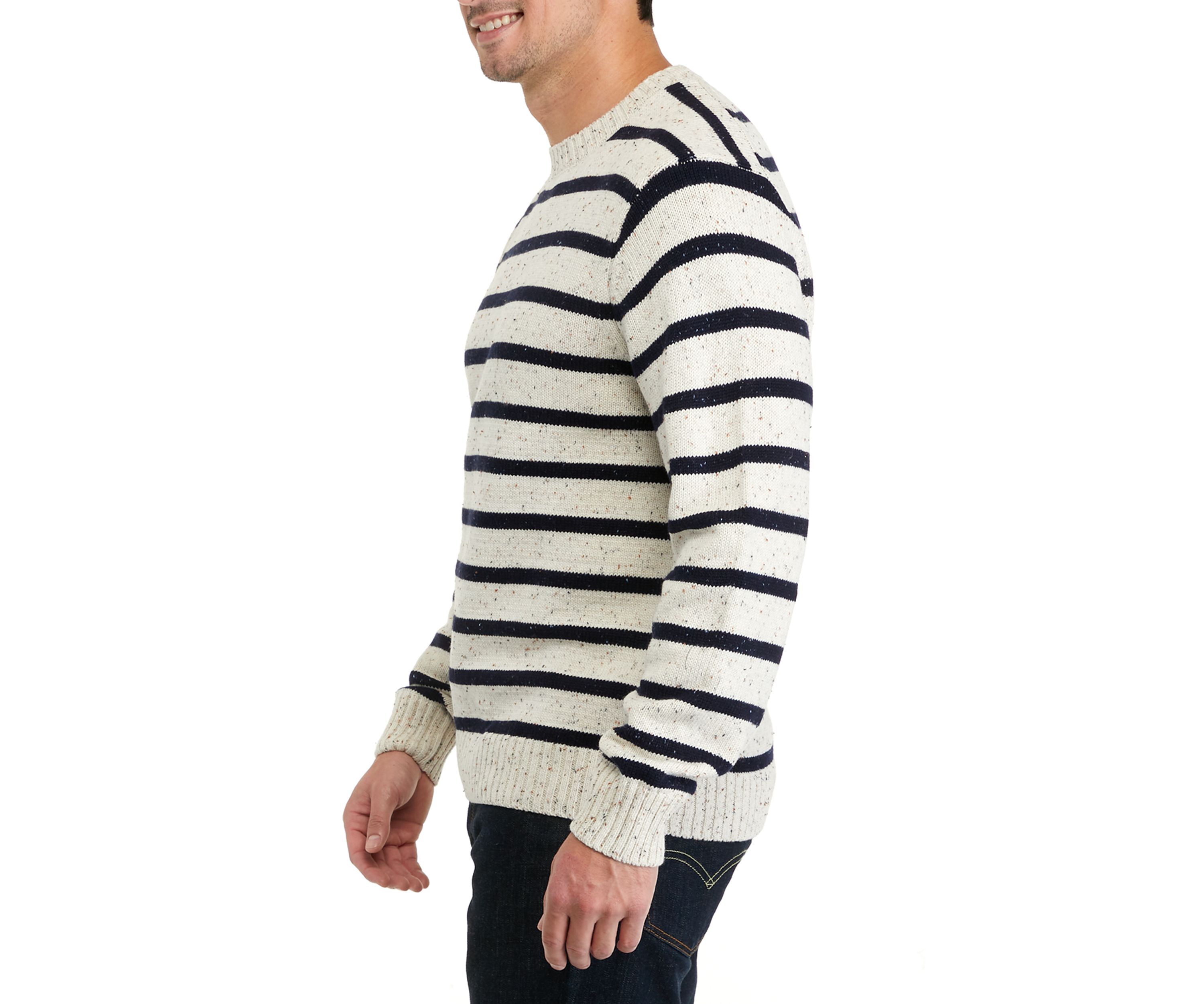 Mens Donegal Stripe Crew Neck Sweater