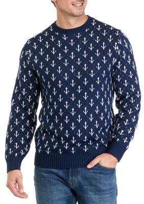 Crown & Ivy™ Men's Anchor Crew Neck Sweater | belk
