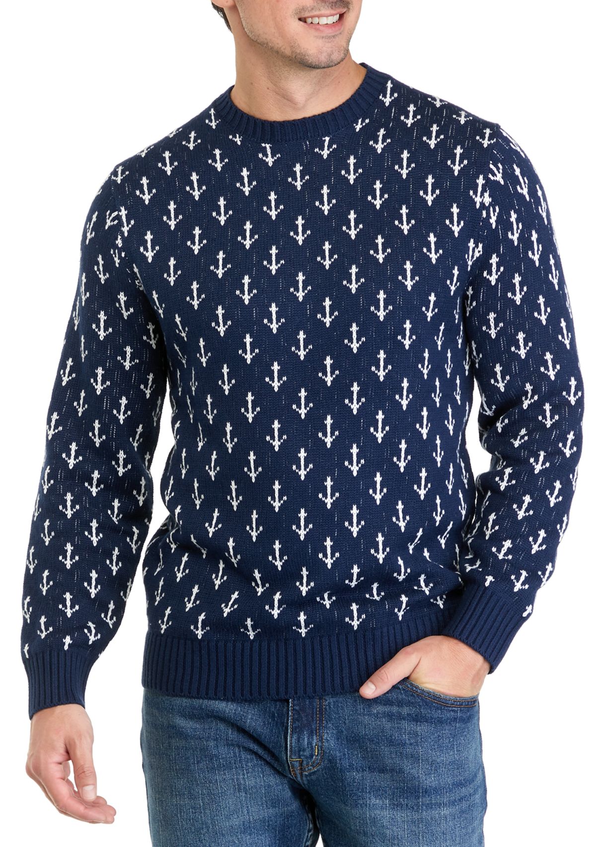 Mens Anchor Crew Neck Sweater