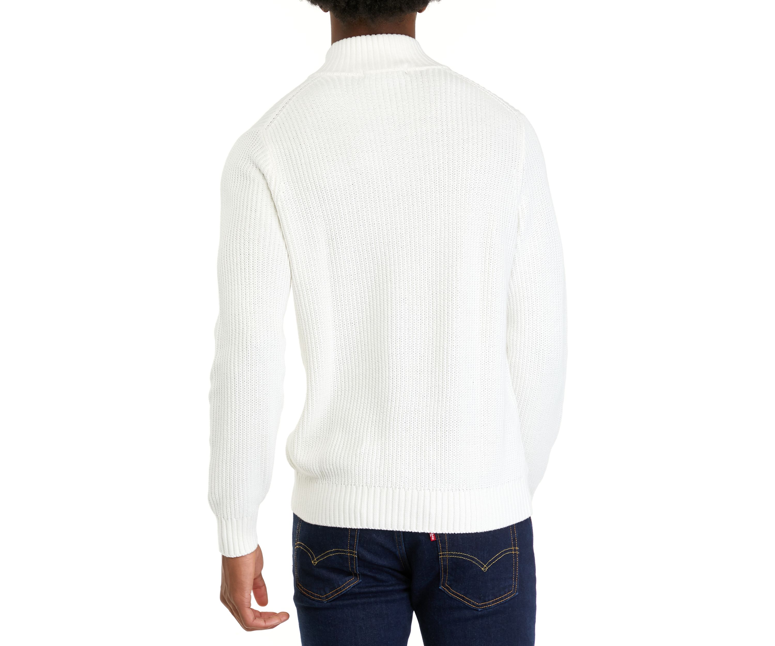 Mens Button Mock Neck Cotton Sweater