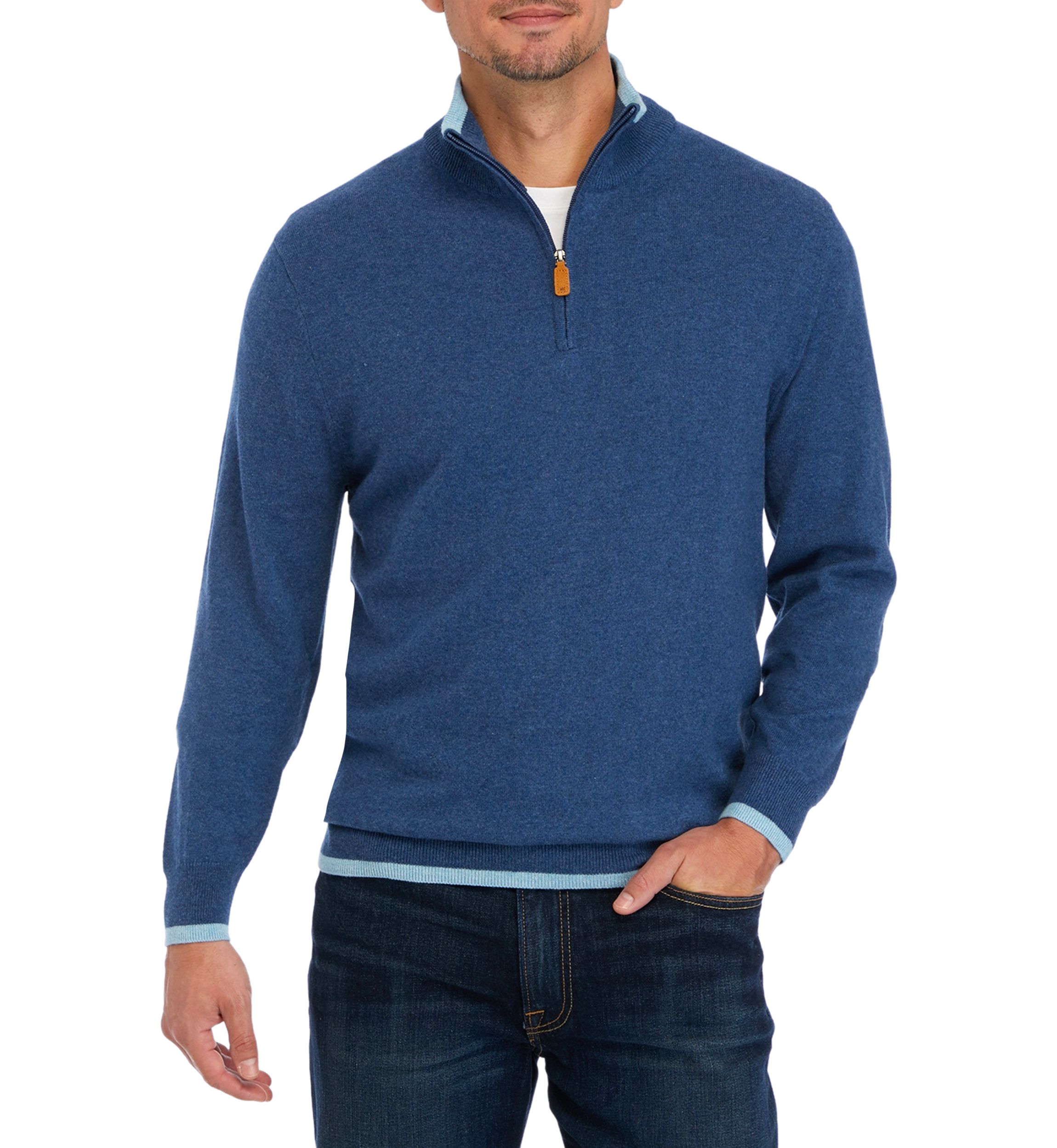 Cotton Cash 1/4 Zip Pullover Sweater