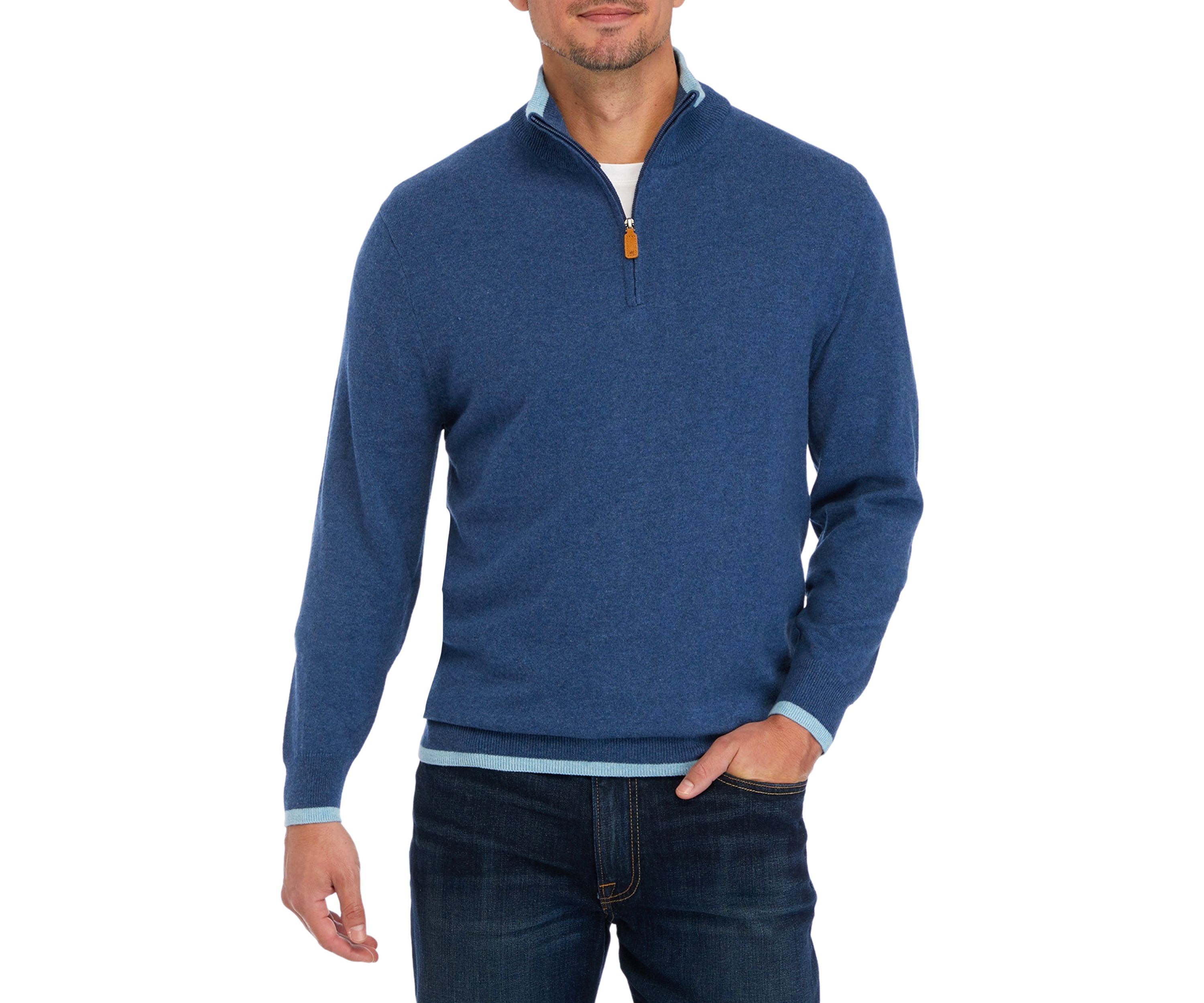 Cotton Cash 1/4 Zip Pullover Sweater