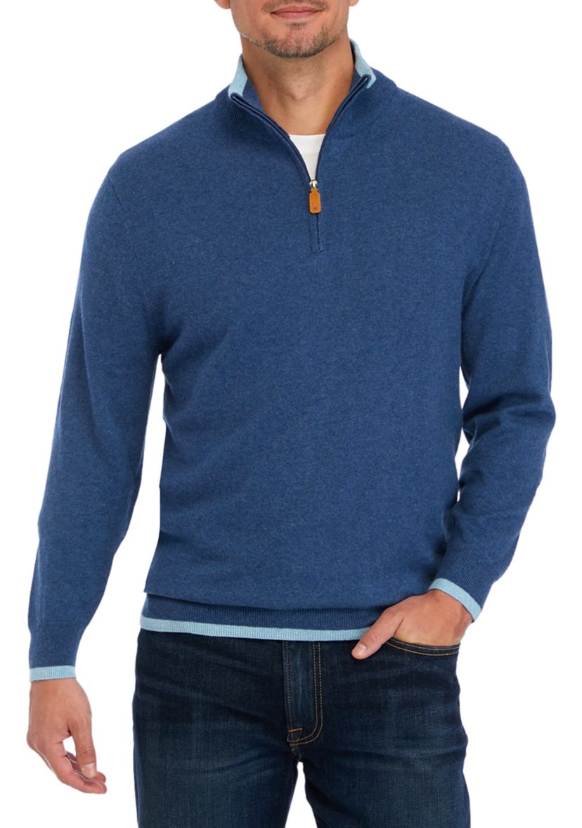 Cotton Cash 1/4 Zip Pullover Sweater