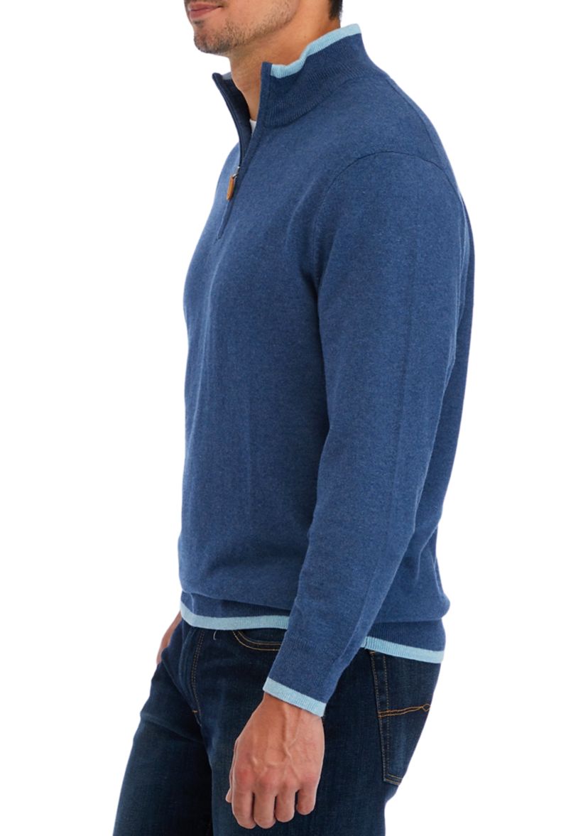 Cotton Cash 1/4 Zip Pullover Sweater