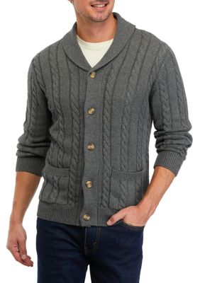 SHAKER TOGGLE SHAWL COLLAR SWEATER IN LIGHT GREY – Weatherproof