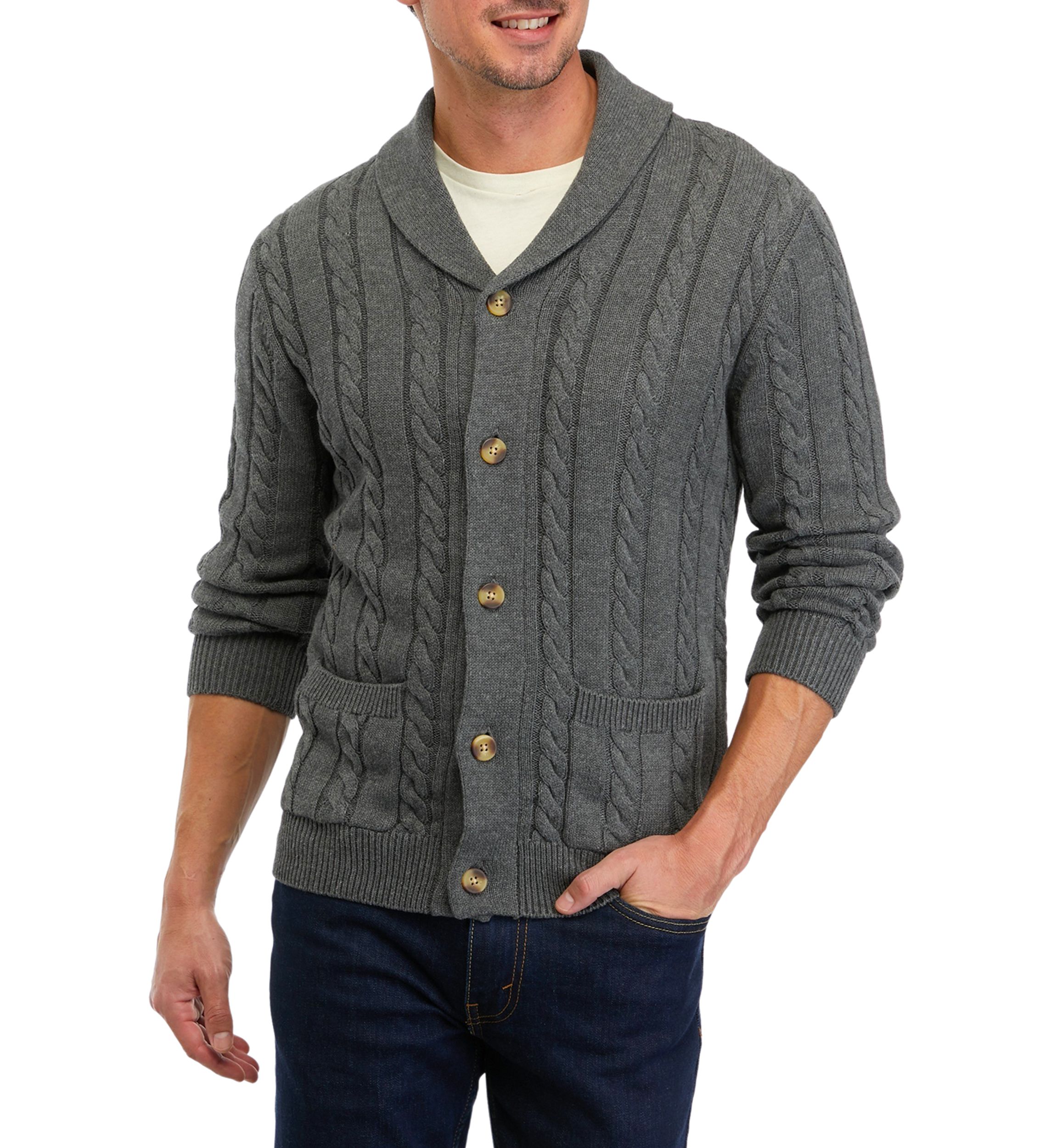 Cotton Blend Shawl Collar Cardigan