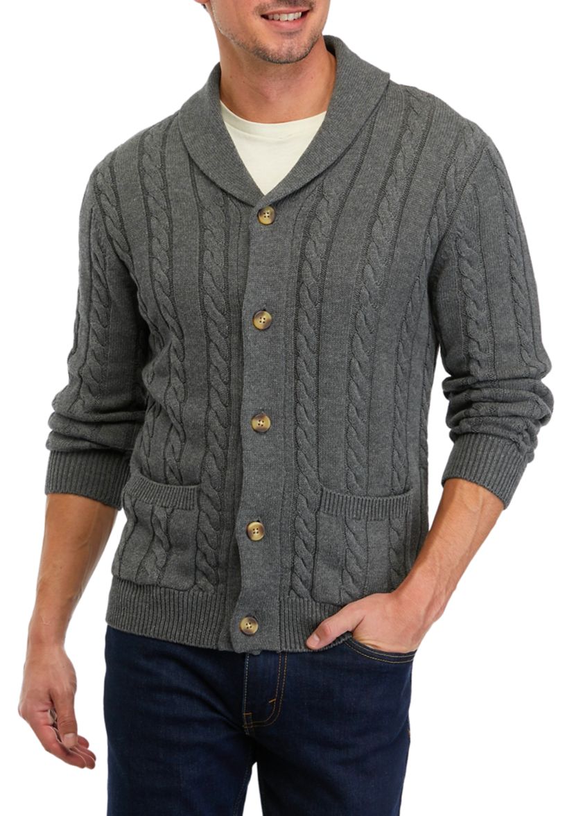 Cotton Blend Shawl Collar Cardigan