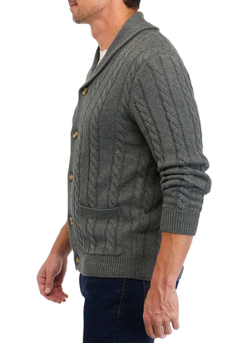 Cotton Blend Shawl Collar Cardigan