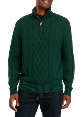 Crown & Ivy Men's Cotton 1/4 Zip Pullover, Green, Medium -  0888093034313