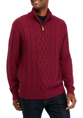 Crown & Ivy Men's Cotton 1/4 Zip Pullover, Red, Medium -  0888093034269