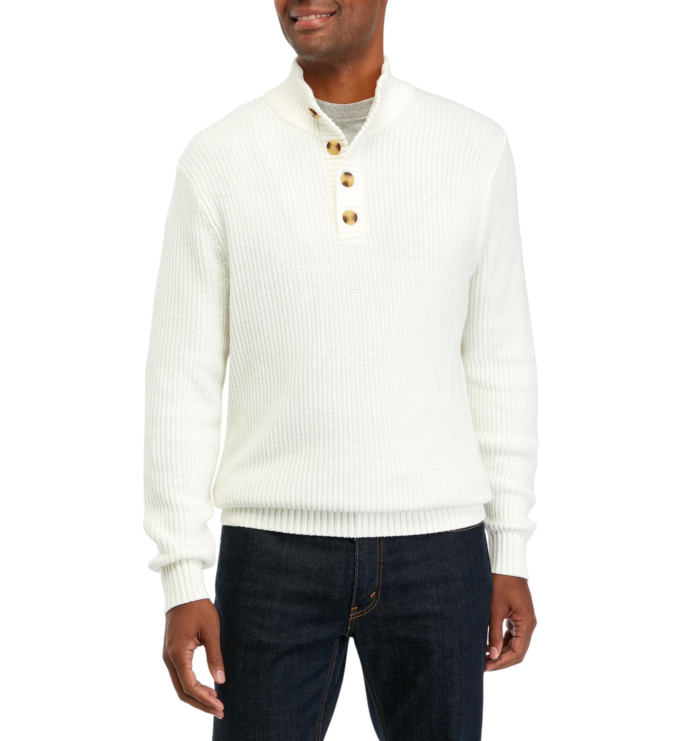 Button Up Mock Neck Sweater