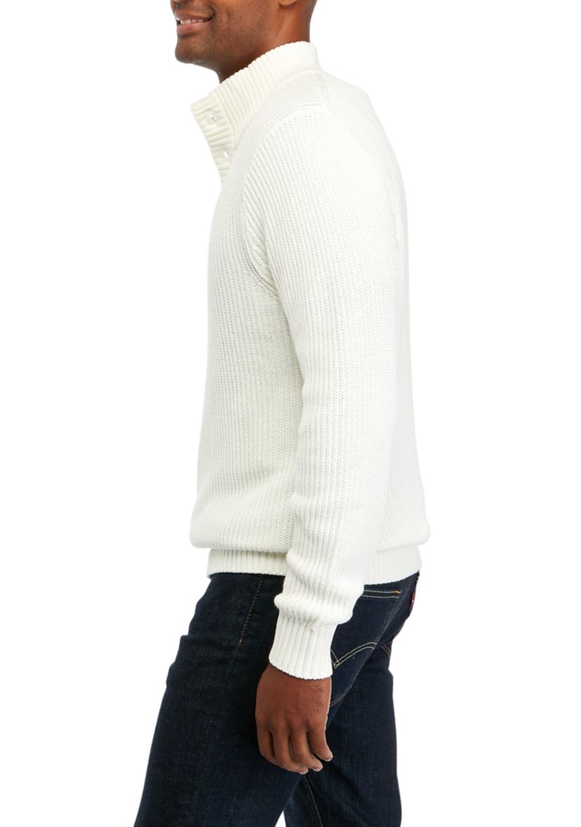 Button Up Mock Neck Sweater