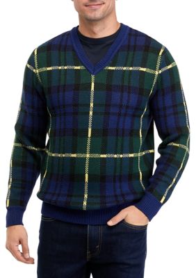 Crown & Ivy Men's V-Neck Sweater, Blue, Large