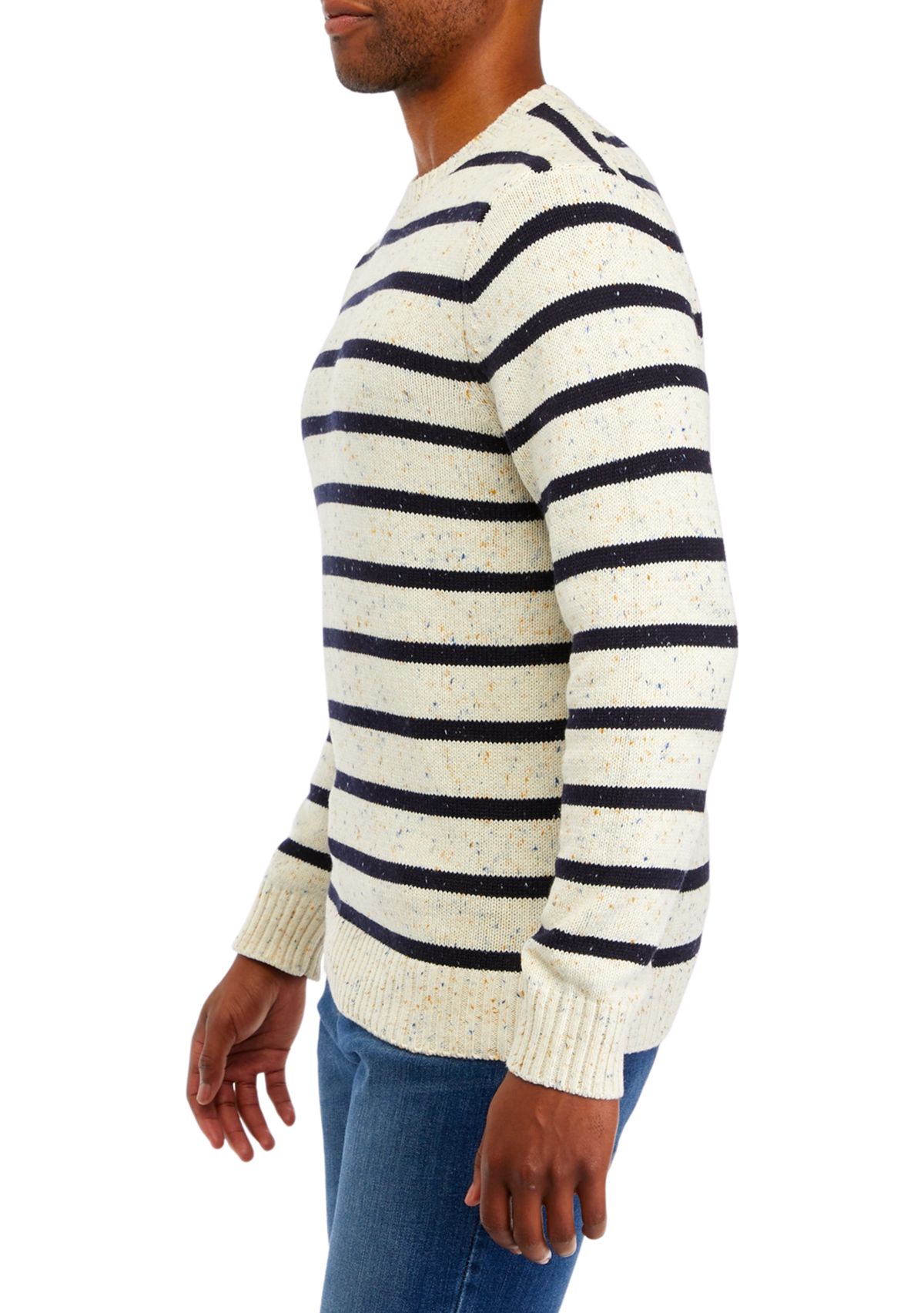 Donegal Stripe Crew Neck Sweater