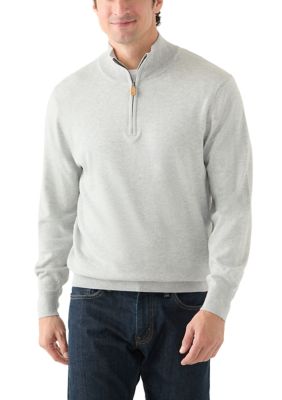 Crown & Ivy Men's Quarter Zip Sweater, Gray, 2XL