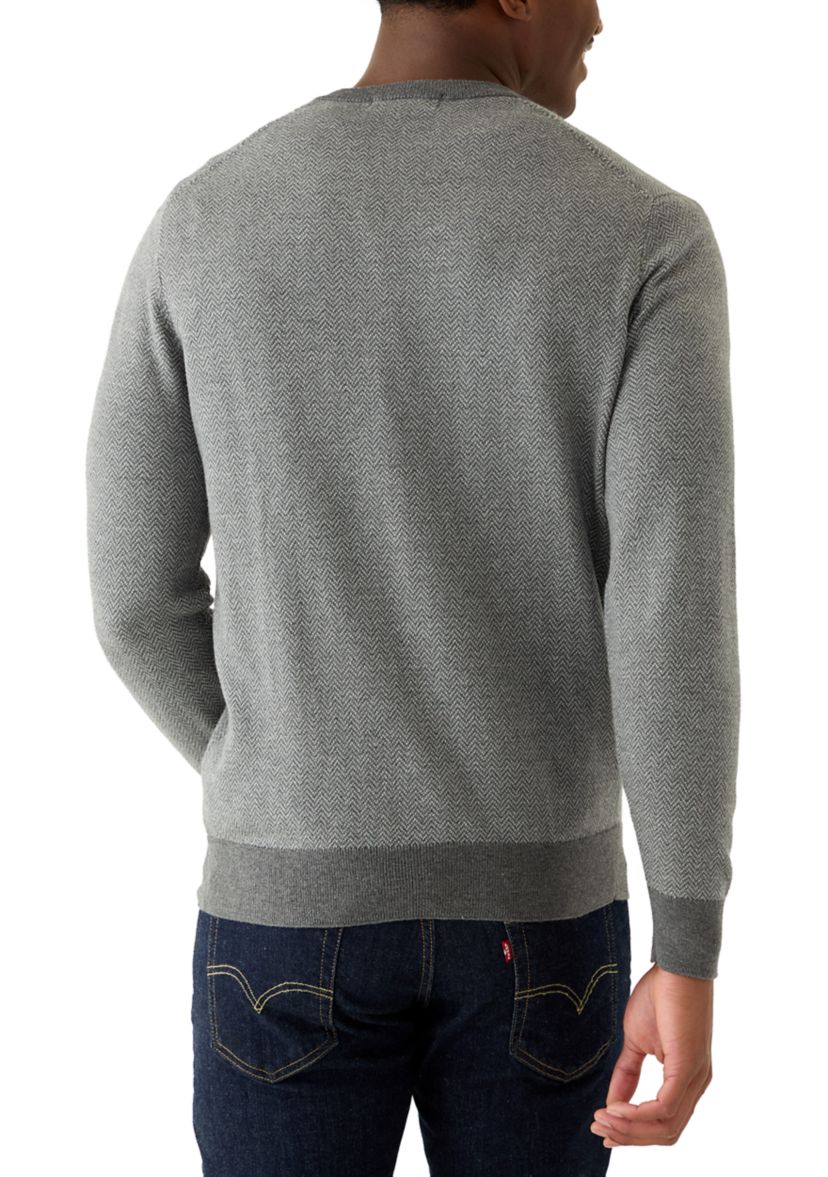 Mens Herringbone V-Neck Sweater