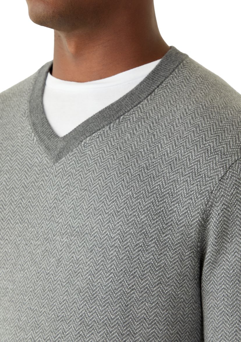 Mens Herringbone V-Neck Sweater