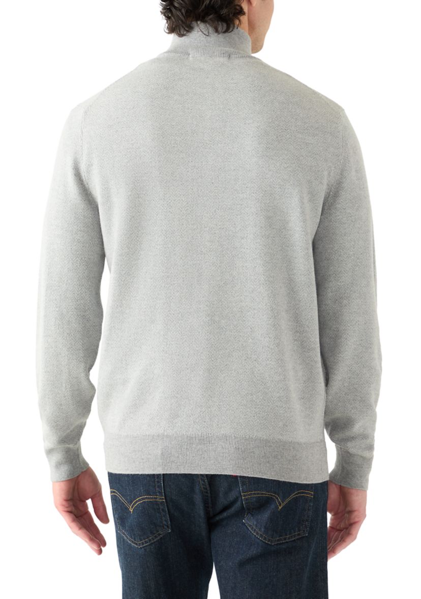 Mens Herringbone Quarter Zip Sweater