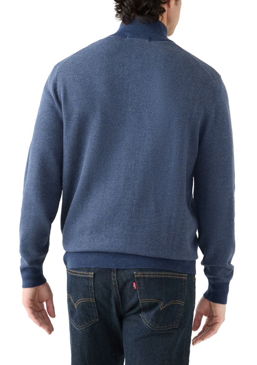 Mens Herringbone Quarter Zip Sweater