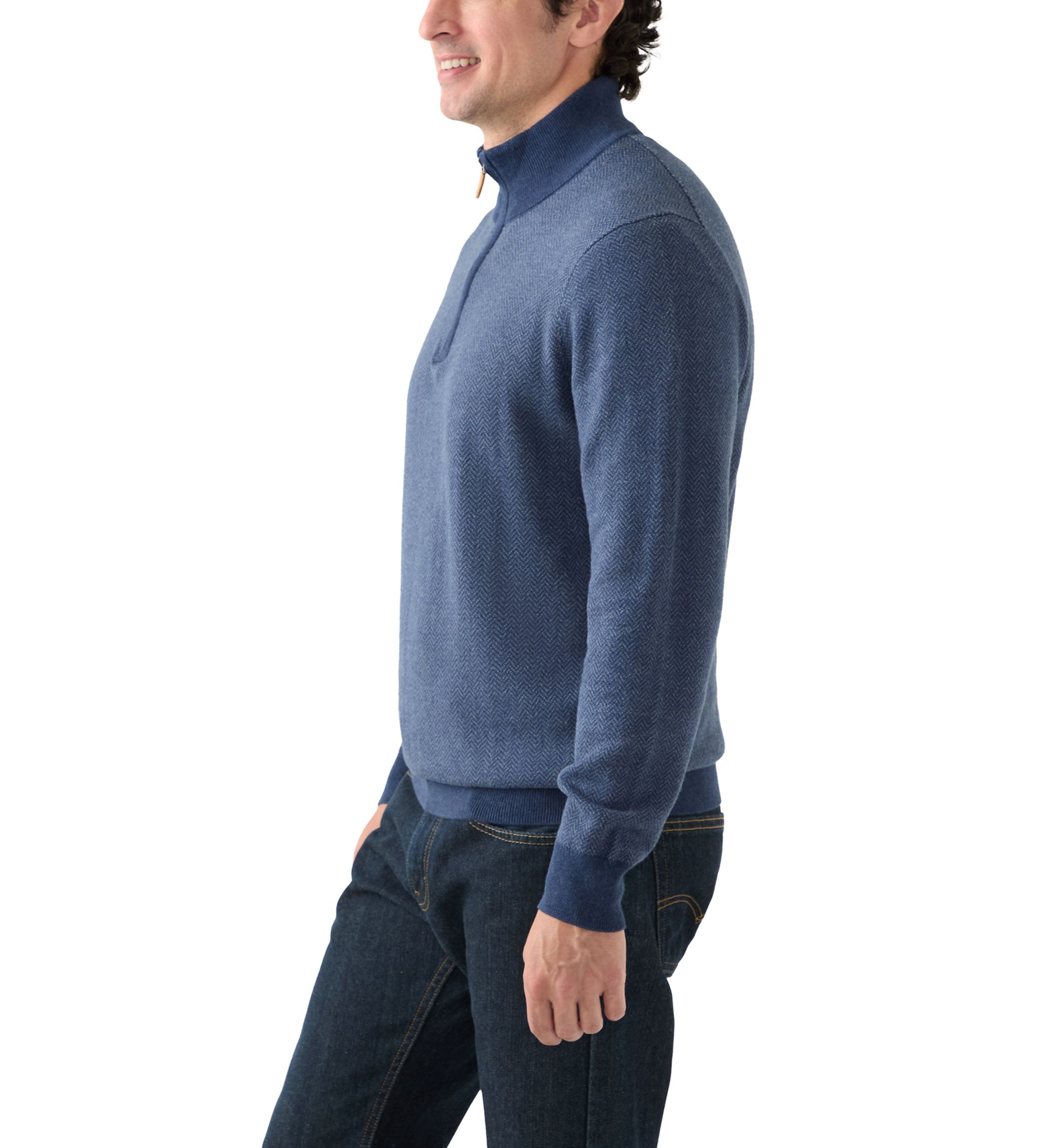 Mens Herringbone Quarter Zip Sweater