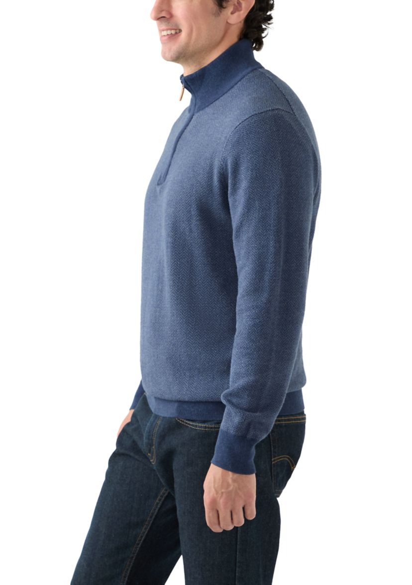 Mens Herringbone Quarter Zip Sweater