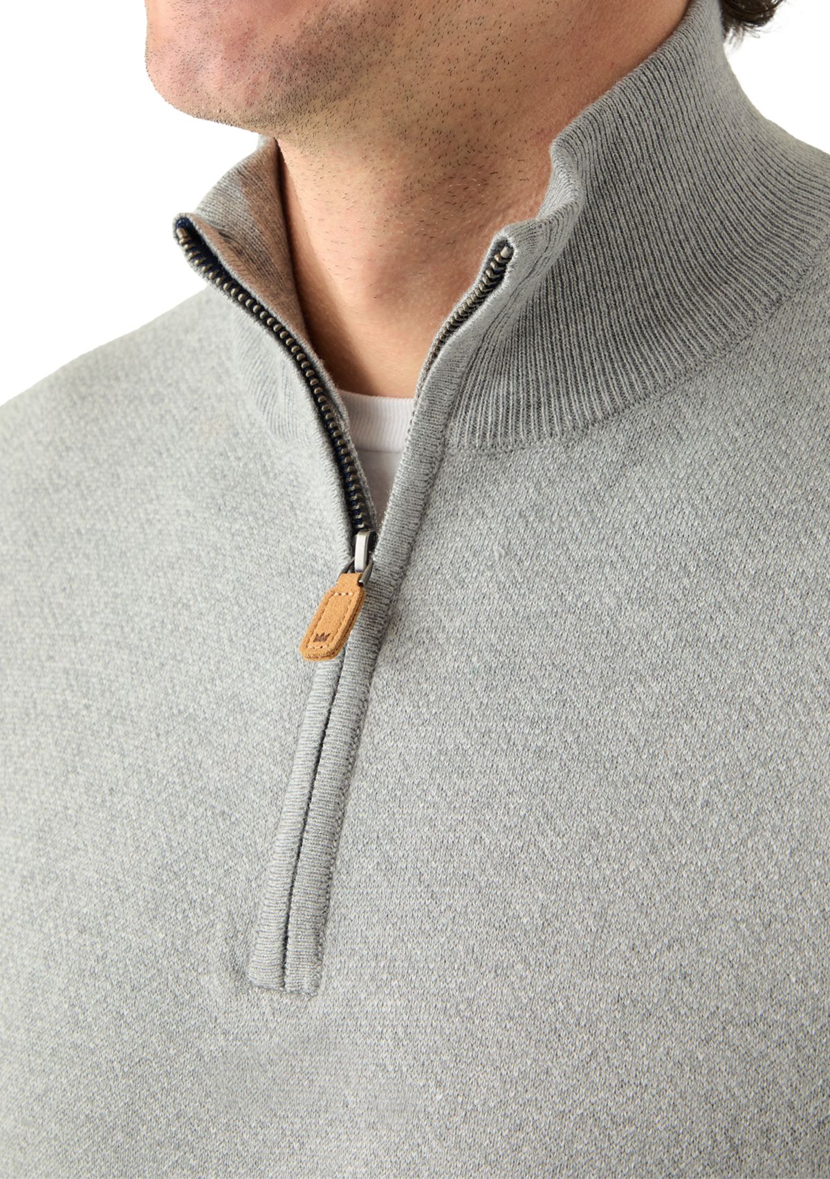 Mens Herringbone Quarter Zip Sweater